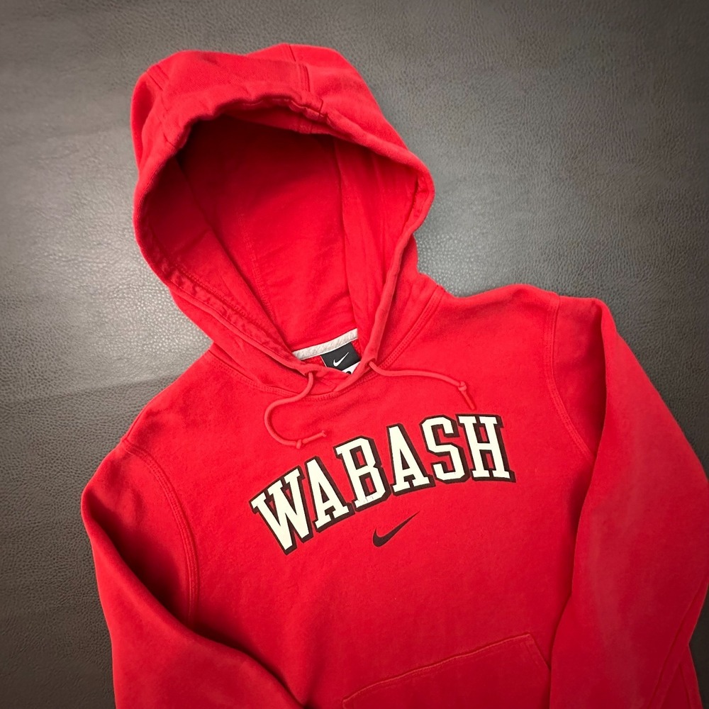 Nike Hoodie Mens Red Center Check Wabash Y2k Retro Pullover Sports Gym Fleece